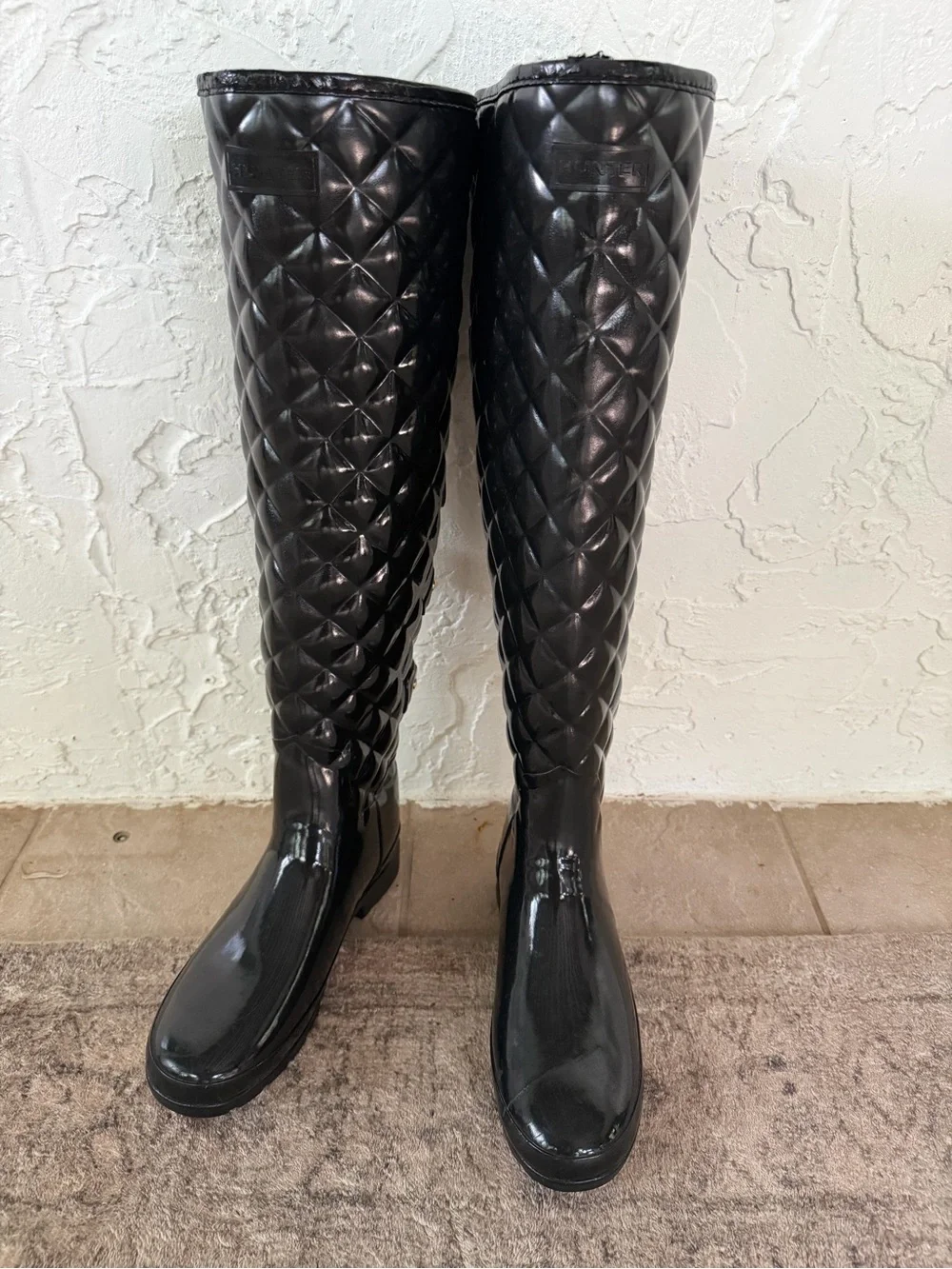 Hunter Quilted Tall Buckle Rain Boots - Black